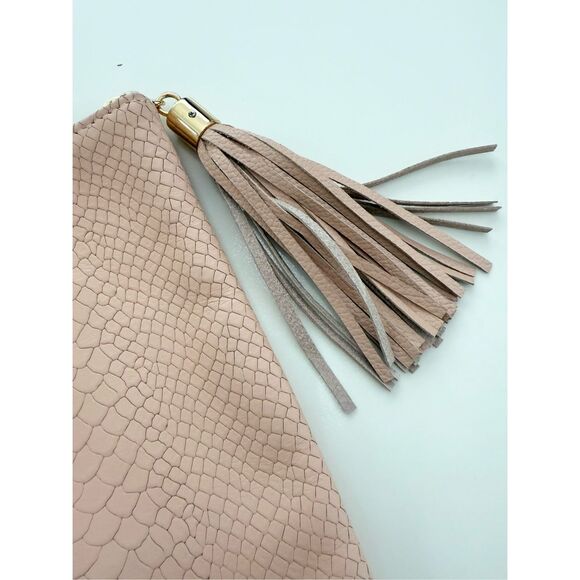 Gigi New York Blush Pink Python Embossed Leather Uber Clutch XL - Picture 4 of 6